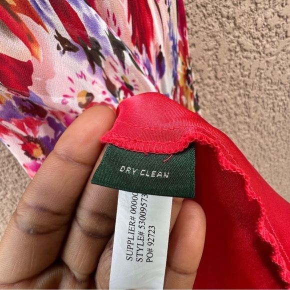 Lauren Ralph Lauren Womens Silk Spring‎ Dress Lined Floral Red Size 6 - Picture 8 of 10
